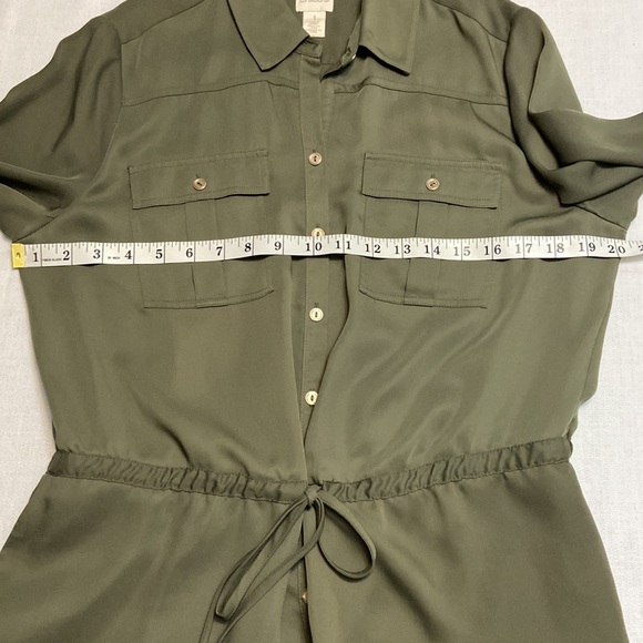 Chicos Womens Green Button Front Draw Waist Tunic Length Blouse - Size 1 (M) - Picture 6 of 10